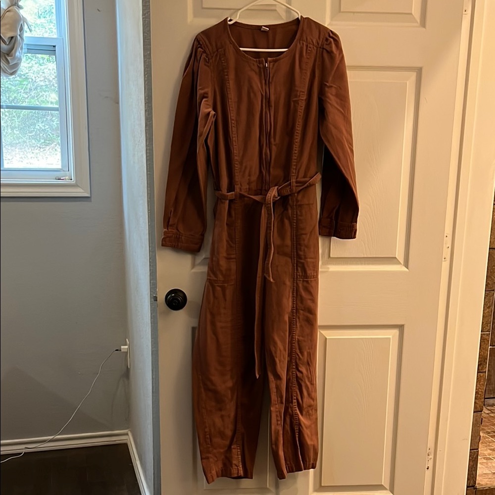 Old Navy Brown Utilitarian Jumpsuit with Zipper Front